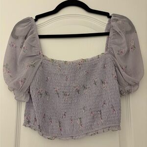 Storia Lavender Floral Smocked Top
